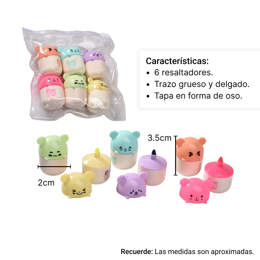 resaltador x 6 pcs