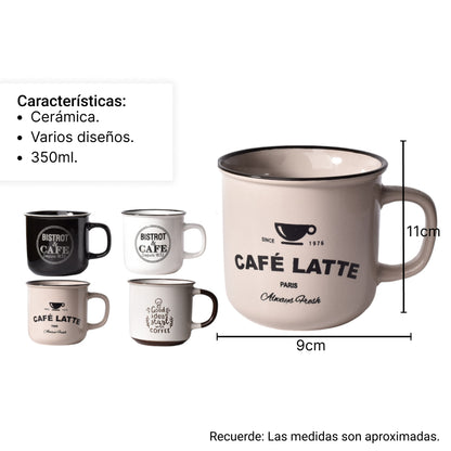 POCILLO CERAMICA CON LETRAS 350ML