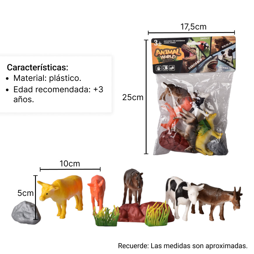 set animales de granja juguete didactico colección niños