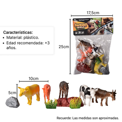 SET ANIMALES DE GRANJA JUGUETE DIDACTICO COLECCIÓN NIÑOS