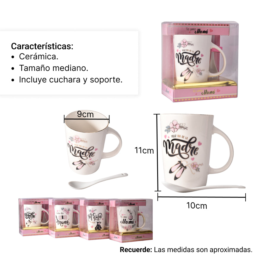 mug pocillo con cuchara ceramica