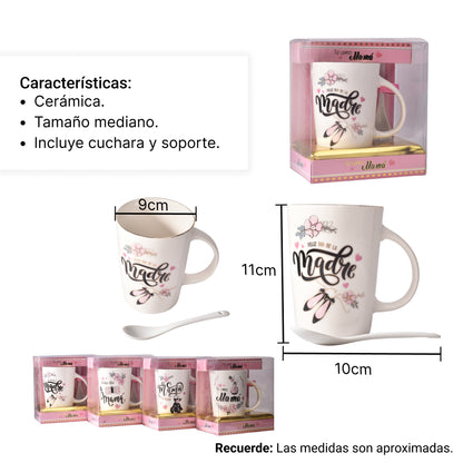 MUG POCILLO CON CUCHARA CERAMICA