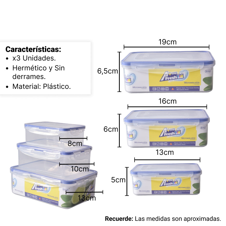 portacomidas set x3und plastico dim:19x13x6cm