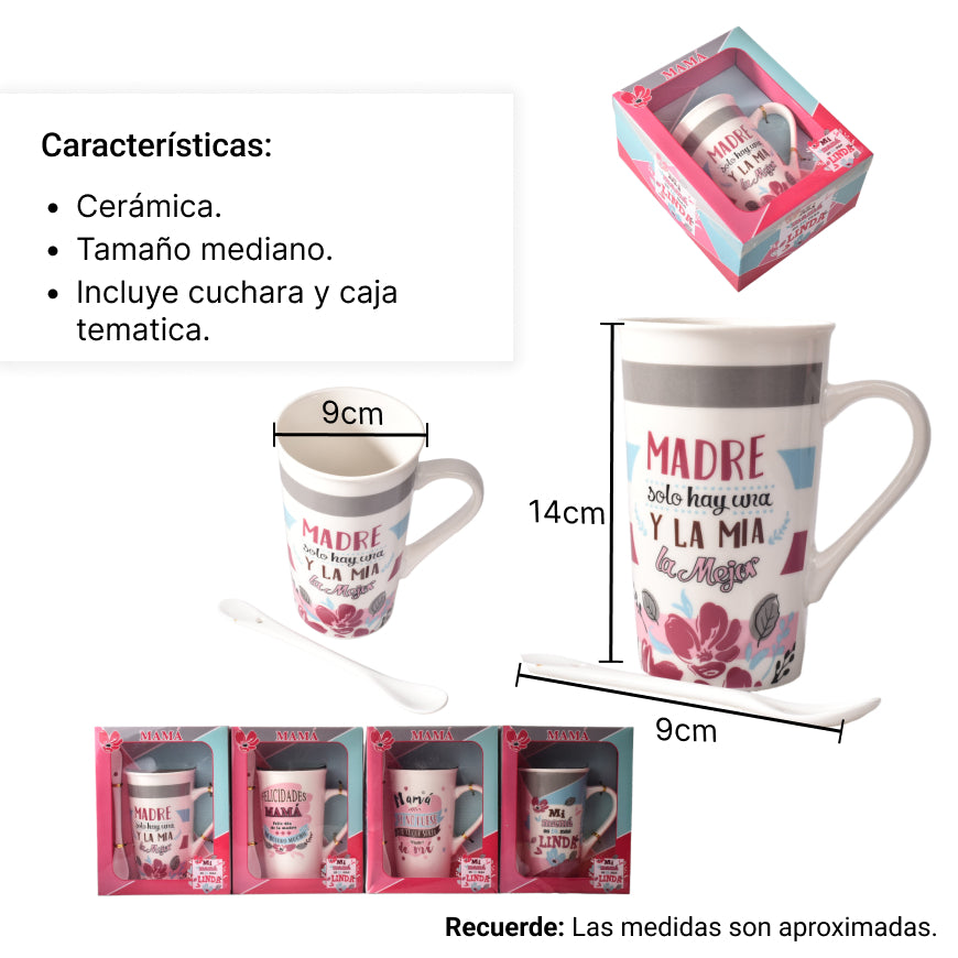 mug pocillo con cuchara ceramica
