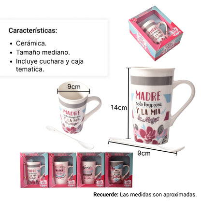 MUG POCILLO CON CUCHARA CERAMICA