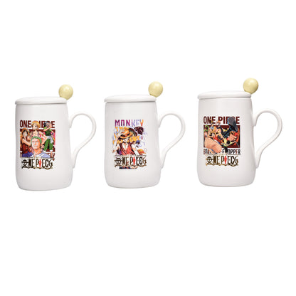 MUG POCILLO CERAMICA PERSONAJE CON TAPA Y CUCHARA 450ML DIM:12X7