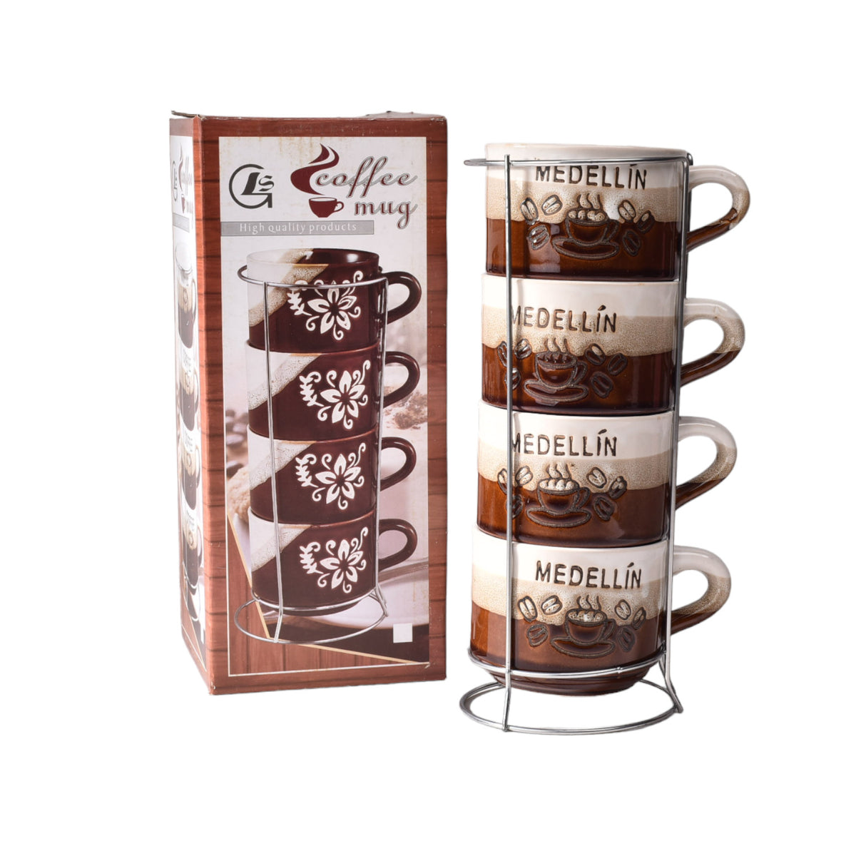 set 4pcs pocillos con base ceramica grande