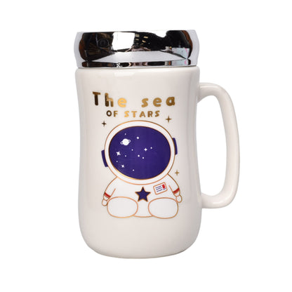 MUG POCILLO CERAMICA TAPA ESPEJO DISEÑO ASTRONAUTA 450ML