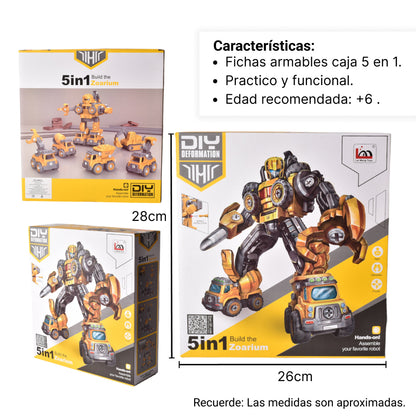 JUGUETE TRANSFORMABLE AMARILLO CON MOVIMIENTO LUCES Y SONIDO