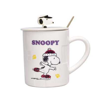 MUG POCILLO CERAMICA PERSONAJE CON TAPA Y CUCHARA 380ML DIM:10X8