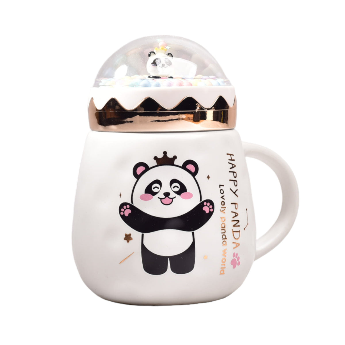 mug pocillo ceramica de panda con tapa