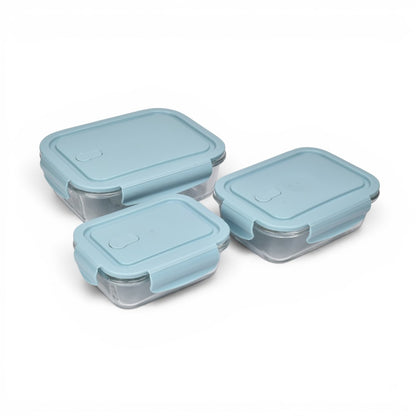 PORTACOMIDA SET 3PCS VIDRIO Y PLASTICO 400,700,1040ML