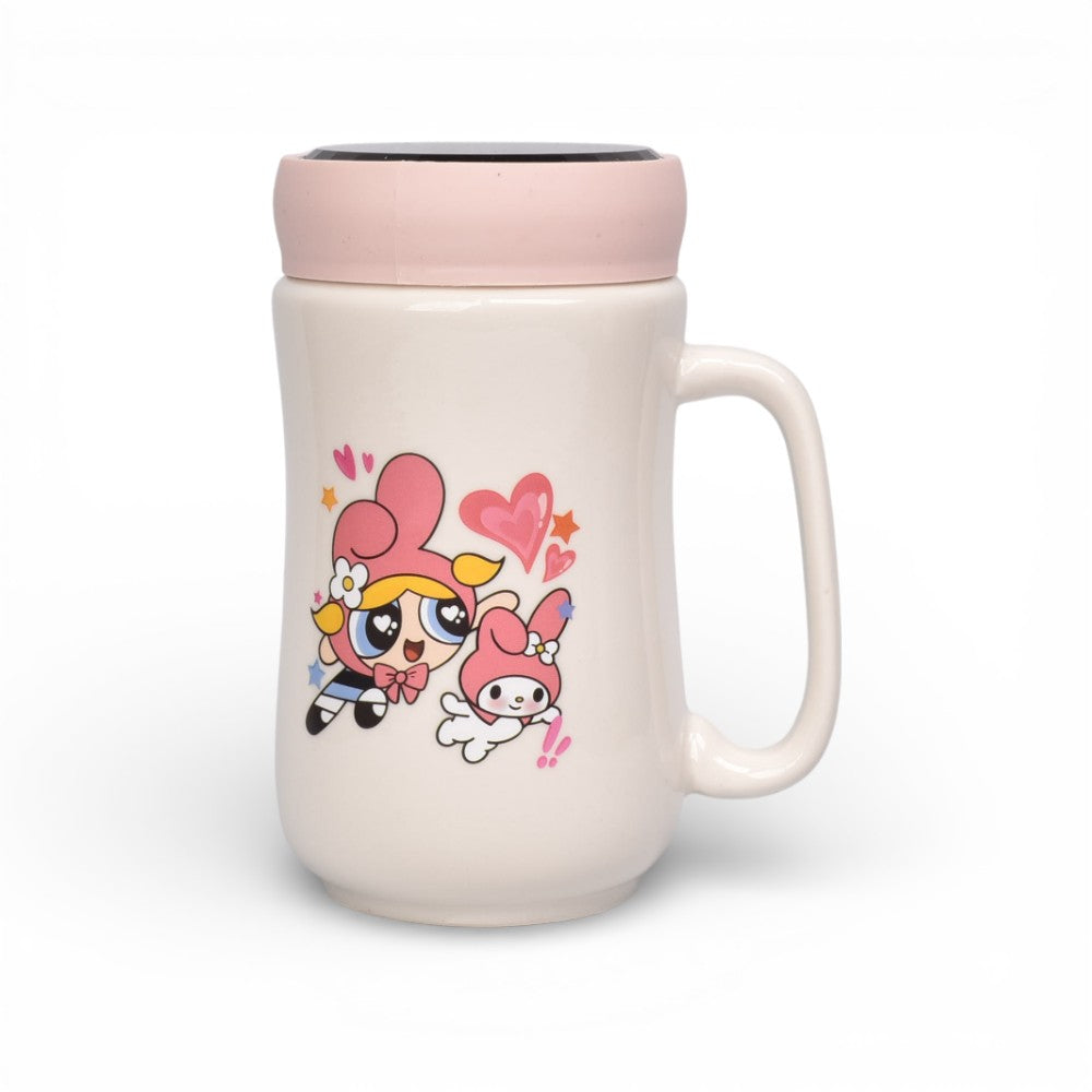 mug pocillo con tapa ceramica personaje 480ml dim:7x7x14