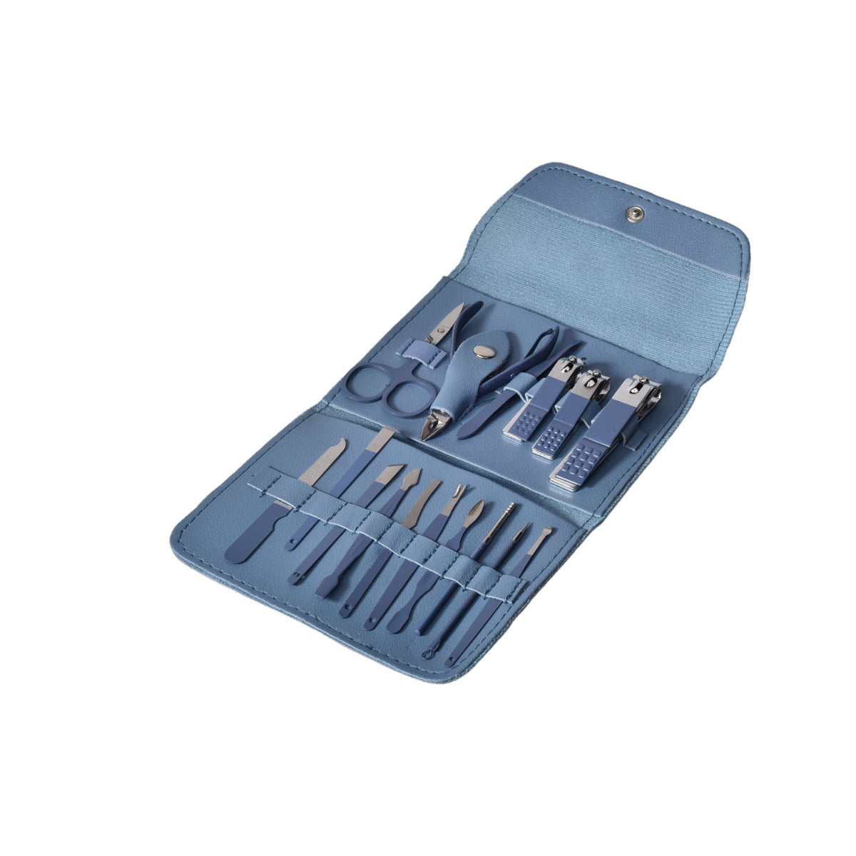 set cortauñas manicure 16 piezas sintetico+acero dim:11x14