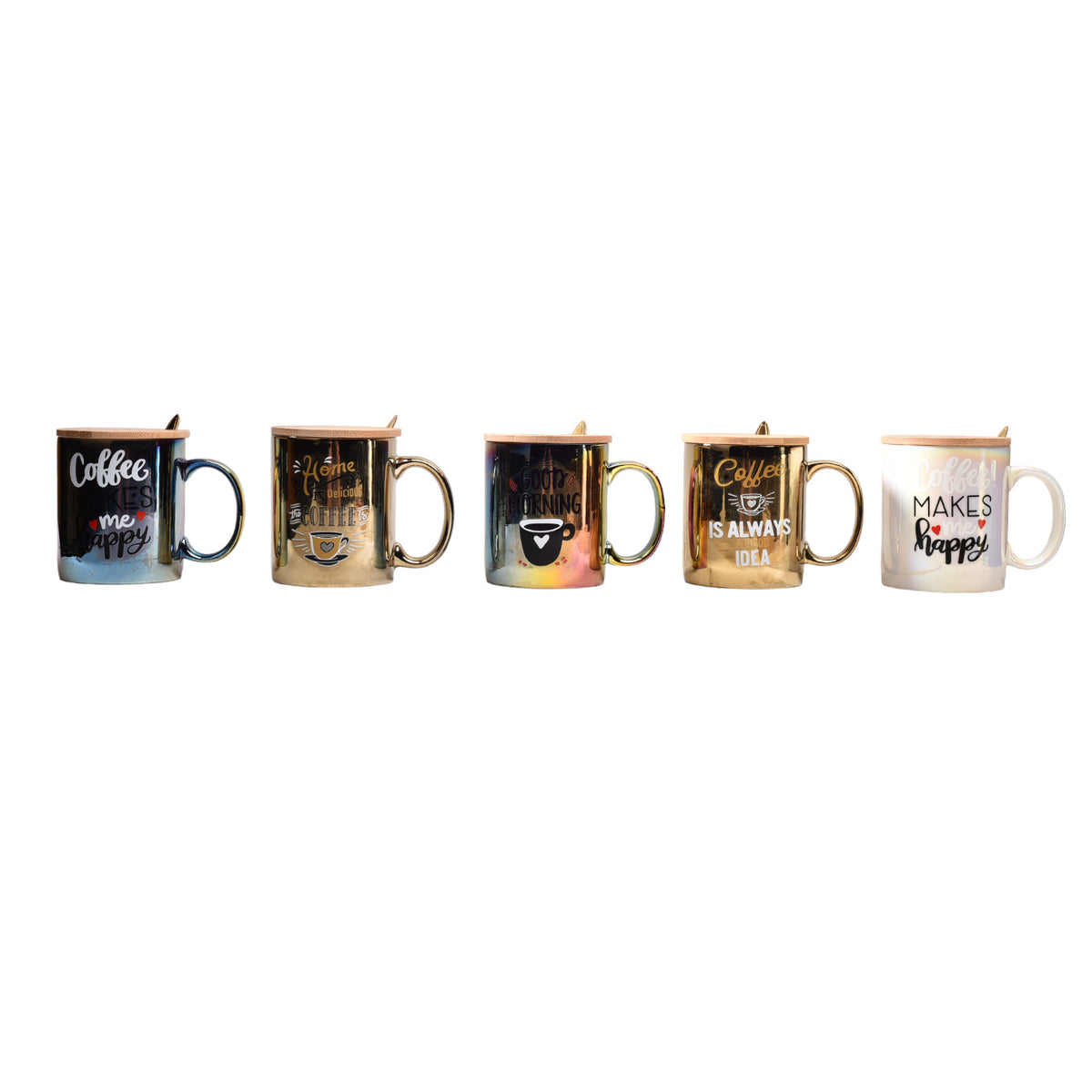 pocillo tornasol mug ceramica con tapa madera y cuchara