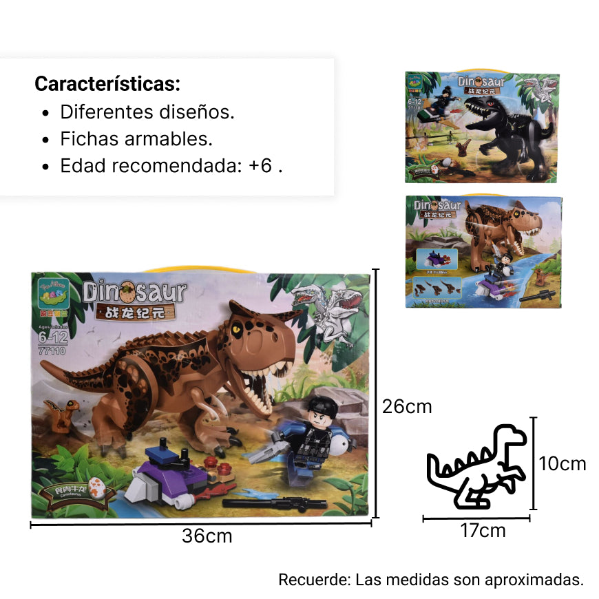 fichas de armar plastico dinosaurio