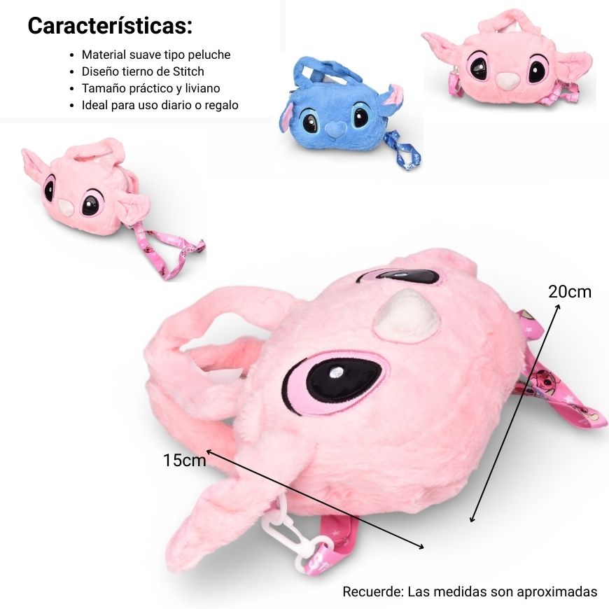 bolso cartera personaje poliester peluche dim:20x15x4
