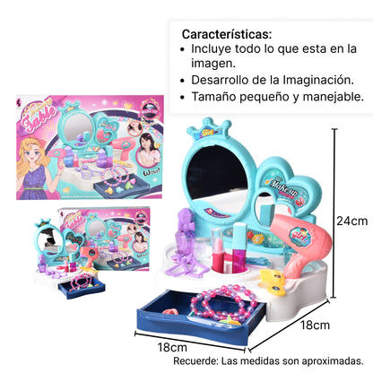 JUGUETE MINI TOCADOR PLASTICO CON ACCESORIOS