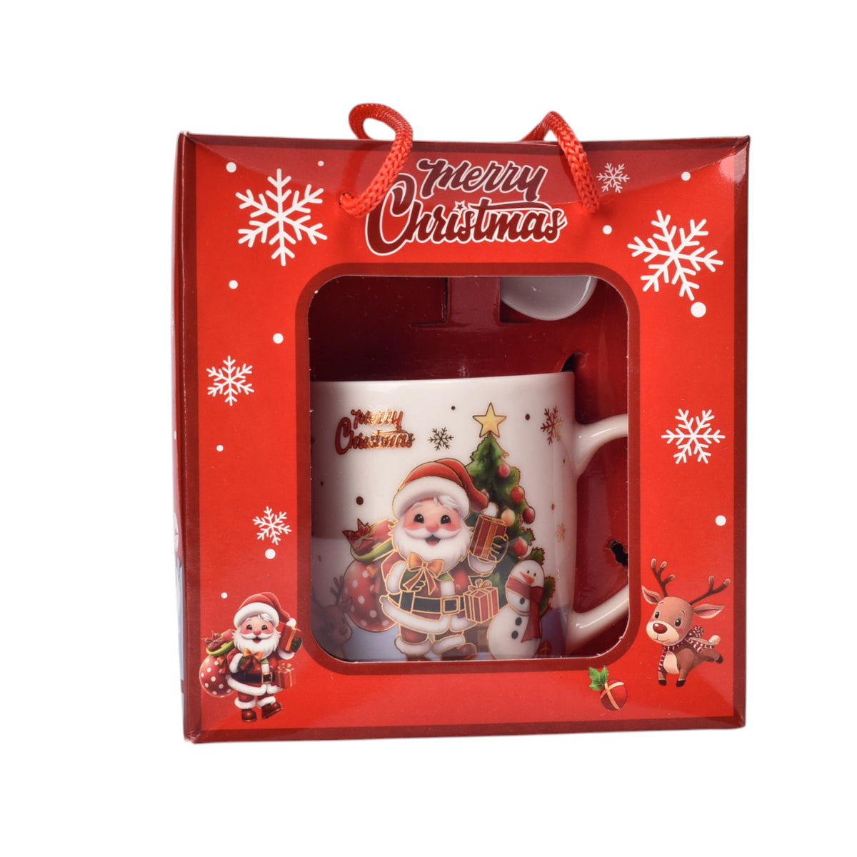 set pocillo navidad con cuchara ceramica 210ml dim7x7x8