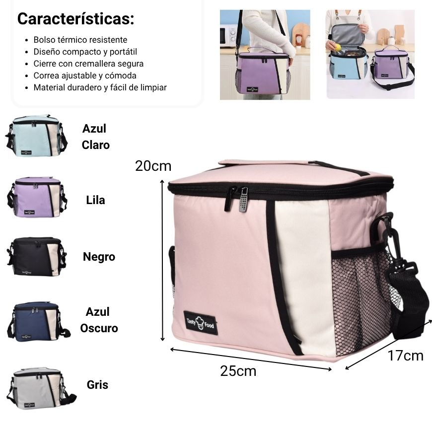 lonchera termica poliester para almuerzo dim:25x17x20