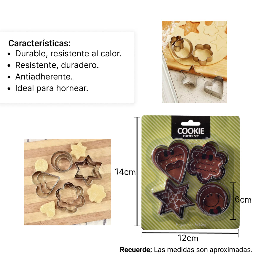 moldes acero inoxidable figuras x 12pcs