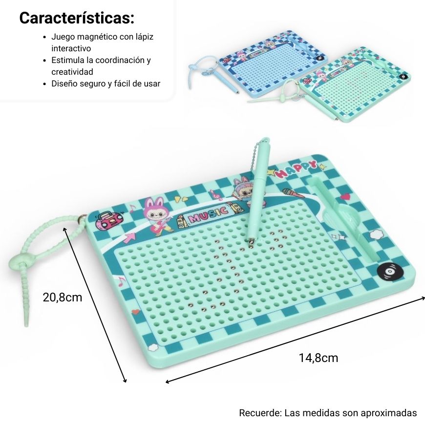 tablero magnetico azul verde con lapiz plastico y metal dim:14x20