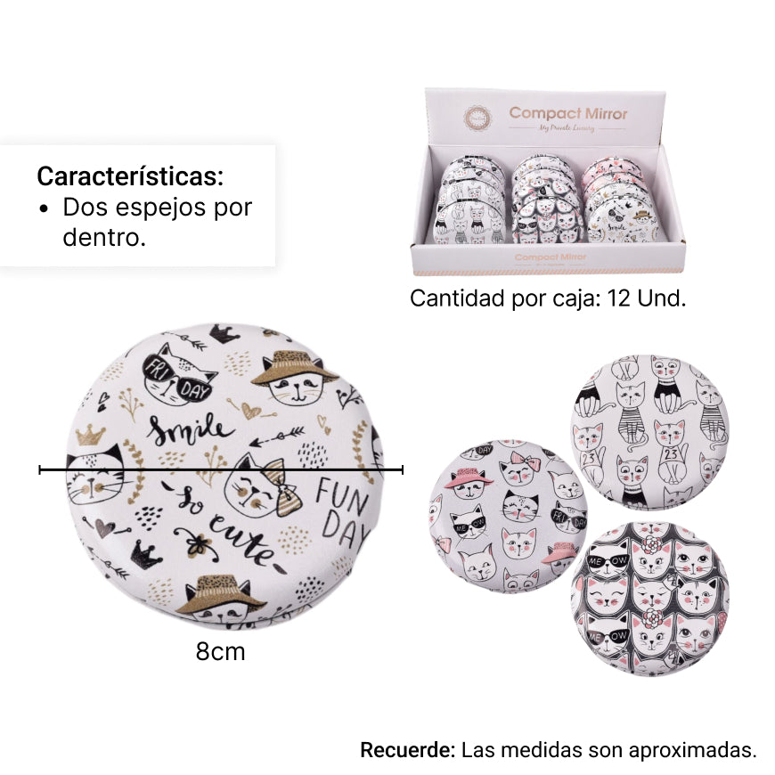 espejo plastico cartera dim:7*7cm