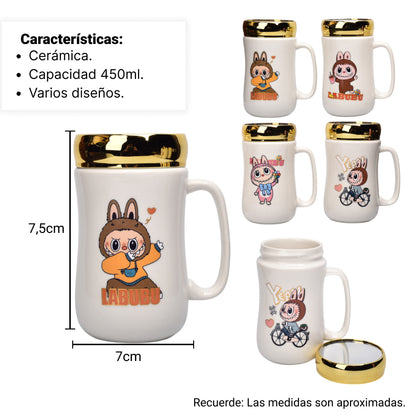 POCILLO CERAMICA PERSONAJE 450ML DIM:7X14