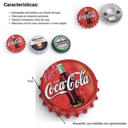 DESTAPADOR PLASTICO CON IMAN FORMA TAPA CERVEZA DIM: 7X7X1