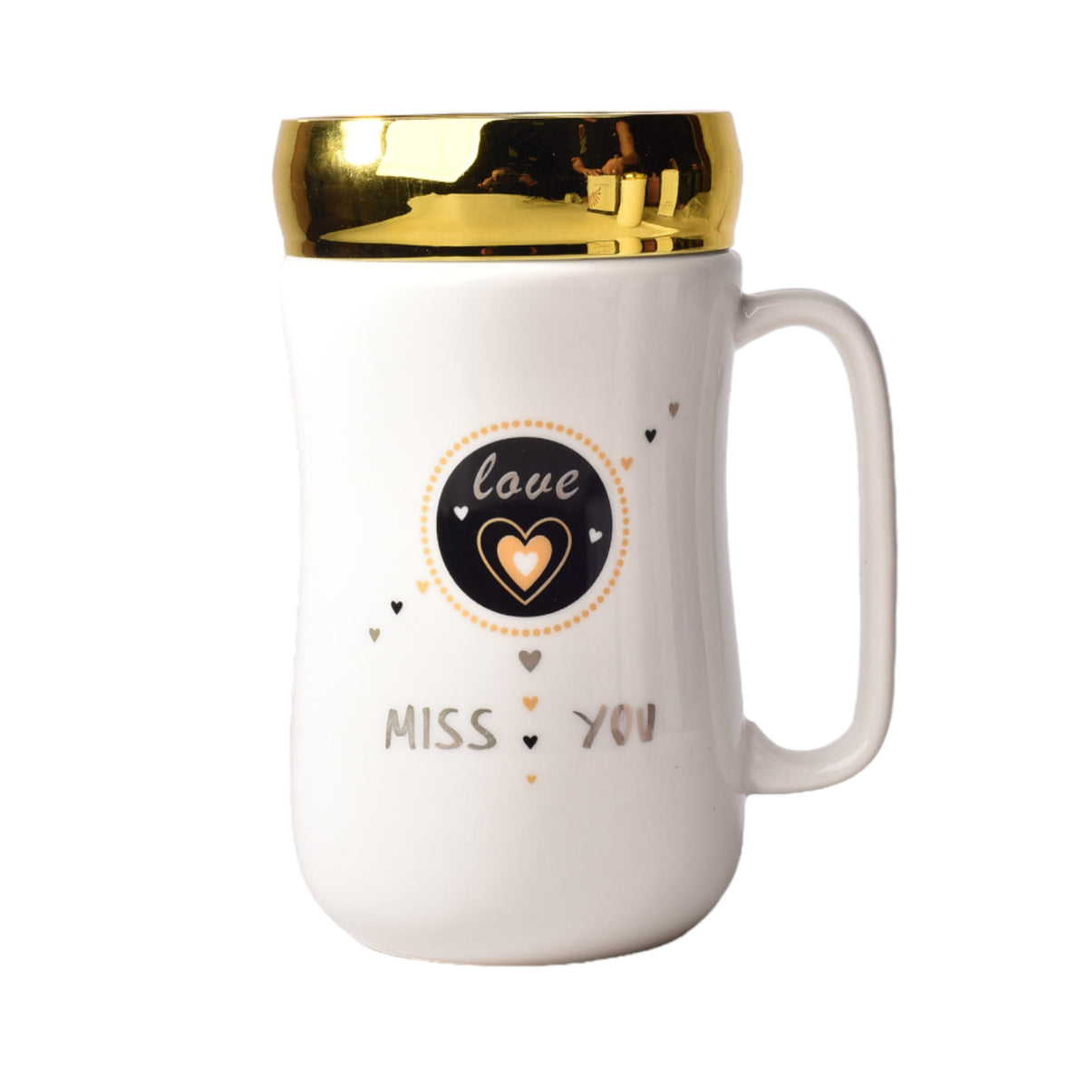 mug pocillo ceramica diseño corazones con tapa 400ml