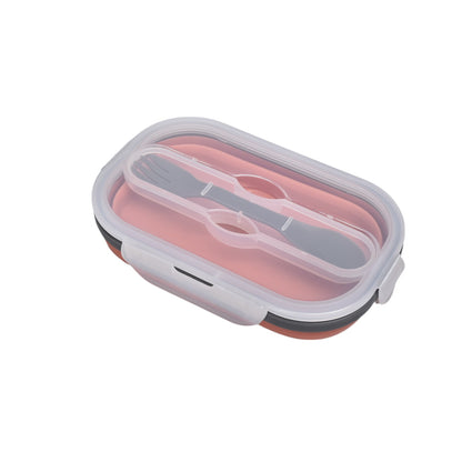 PORTACOMIDA PLEGABLE PLASTICO SILICONA CON CUBIERTO DIM:19X12X7