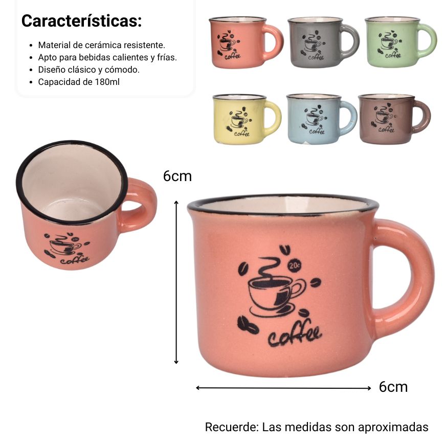 mug pocillo ceramica 180ml dim:6x6x5