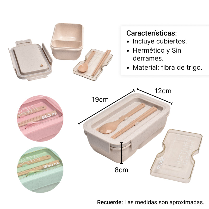 portacomidas plastico lonchera recipiente 820ml