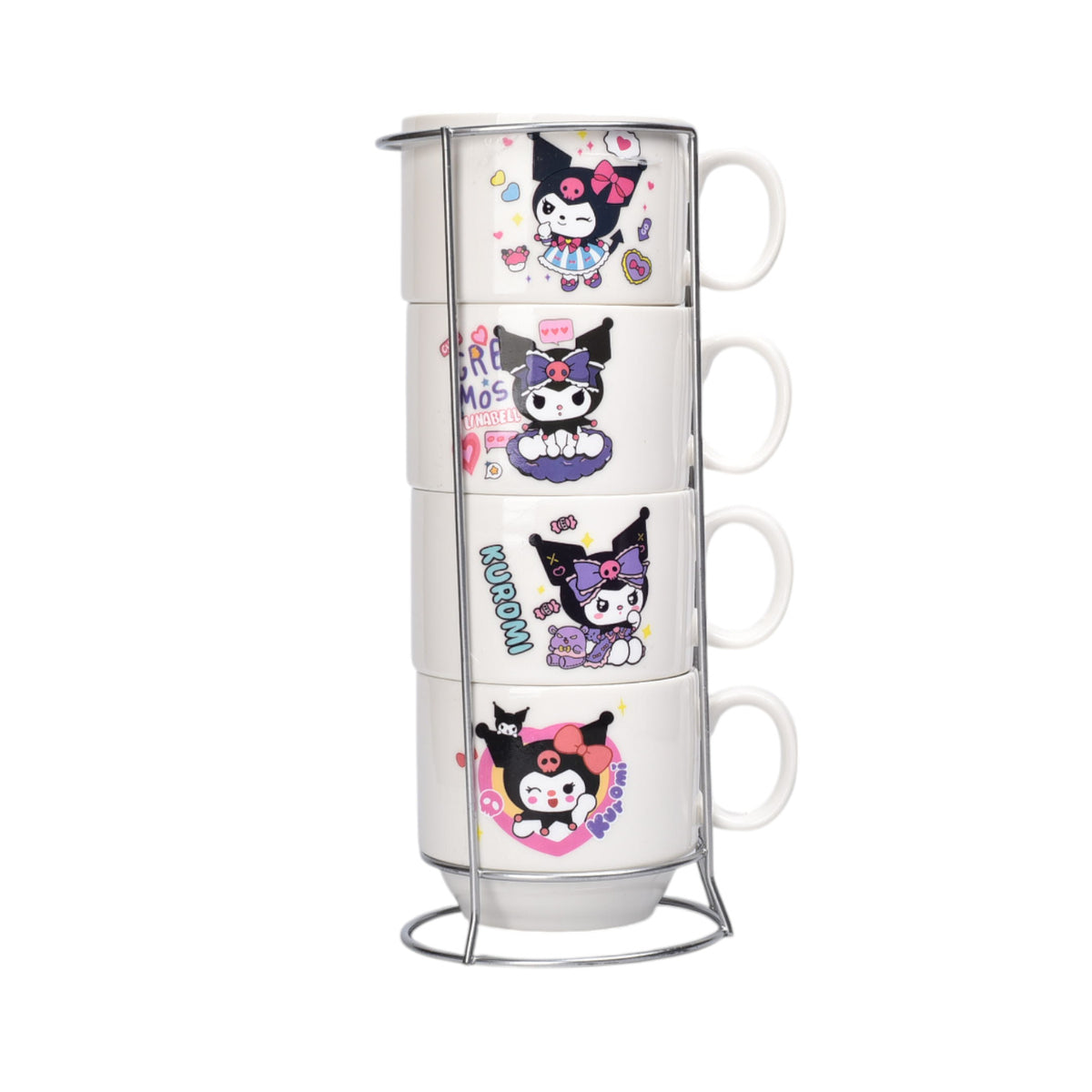 set 4pcs pocillos con base ceramica 150ml personaje