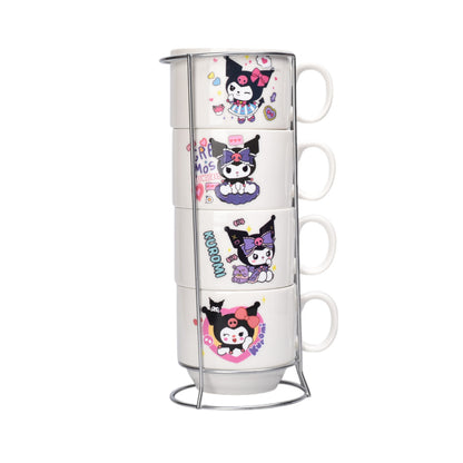 SET 4PCS POCILLOS CON BASE CERAMICA 150ML PERSONAJE