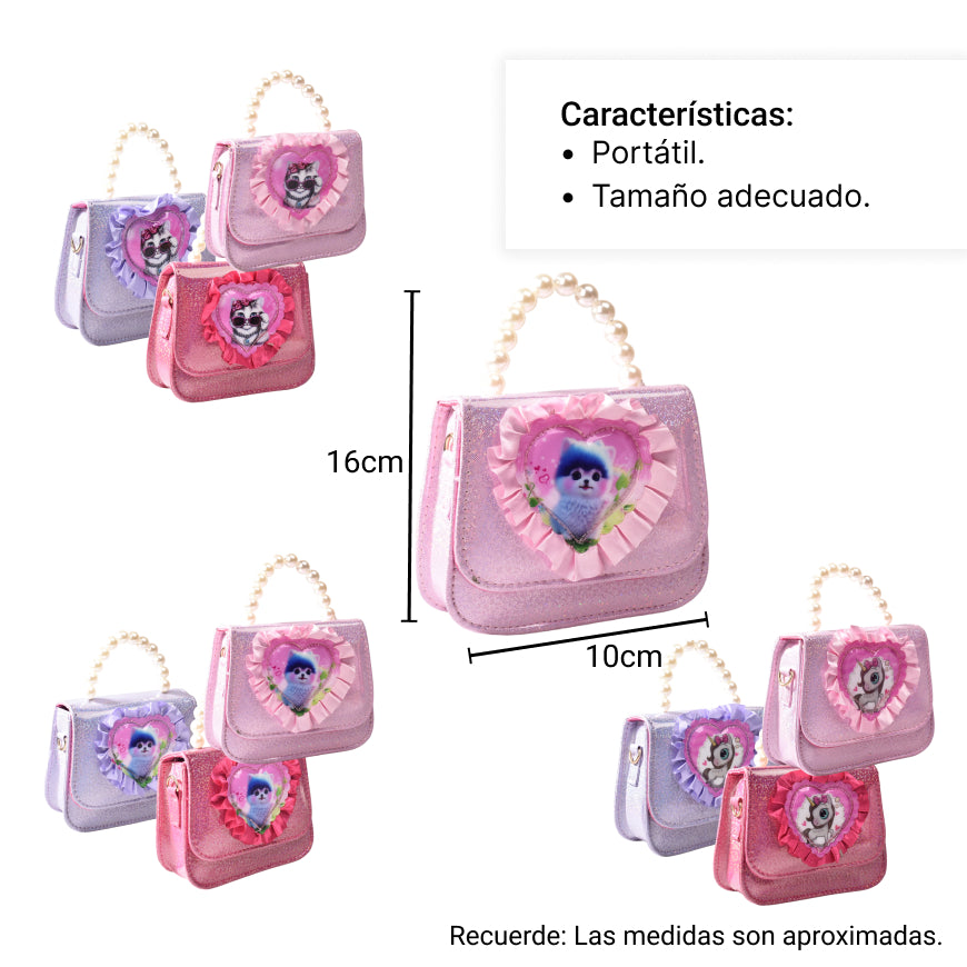 cartera sintetica de niña  dim:15*12*6cm