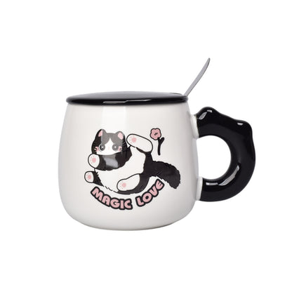 MUG POCILLO CERAMICA CON CUCHARA DISEÑO GATOS 400ML DIM:8X8X8