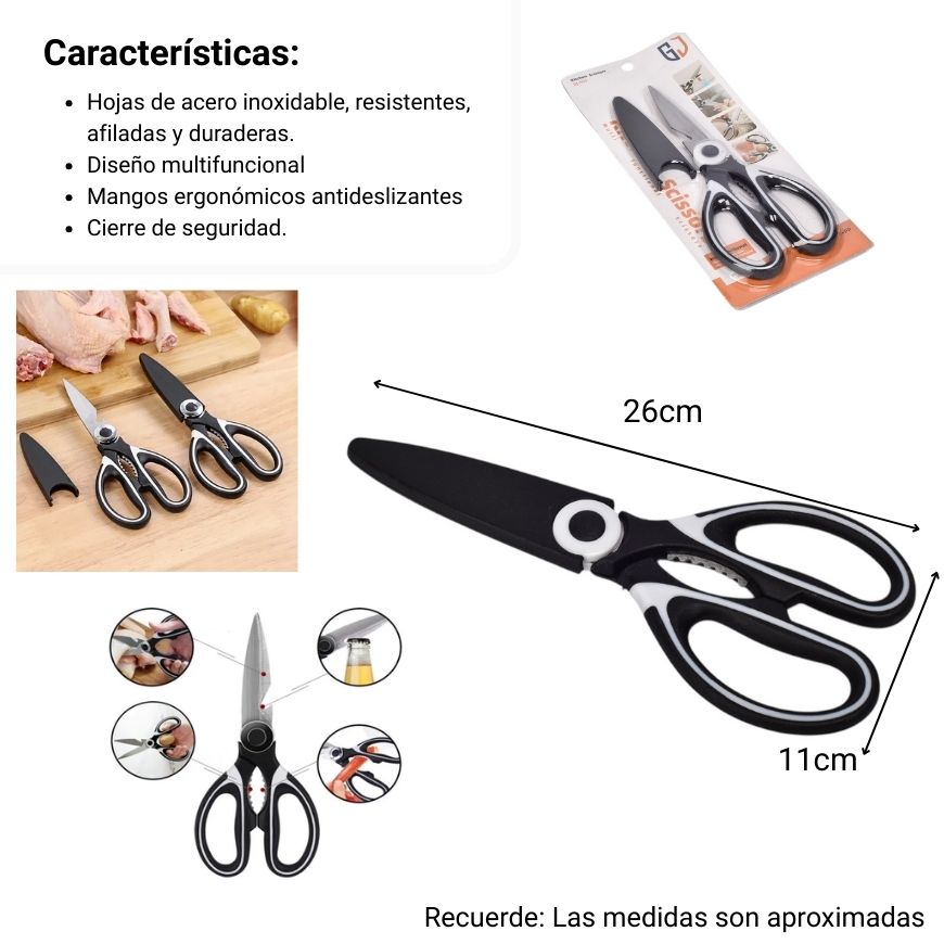 tijeras plastico y metal negras dim:11x26