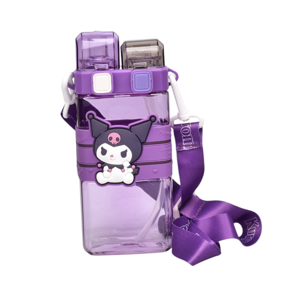 botella de agua 520ml personaje plastico morado dim:19x8