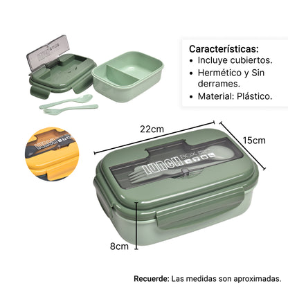 PORTACOMIDA PLASTICO CON CUBIERTOS