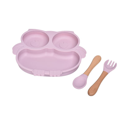 PLATO CON CUBIERTO SILICONA PARA NIÑOS DIM:20X18X3