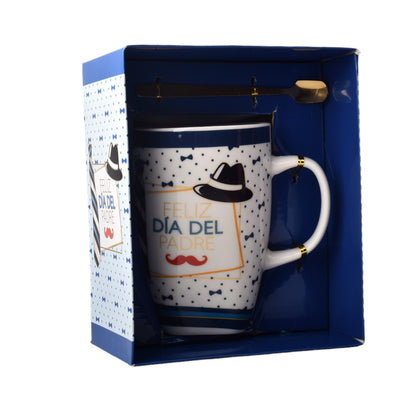 MUG CERAMICA POCILLO DIA DEL PADRE CON PLATO Y CUCHARA