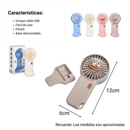 VENTILADOR REDONDO PLASTICO RECARGABLE DIM:12X6X3