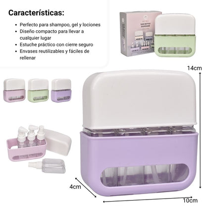 KIT ENVASES RECARGABLES VIAJEROS PLASTICO  50ML