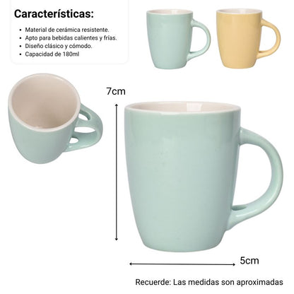 MUG POCILLO CERAMICA 180ML DIM:5X5X7