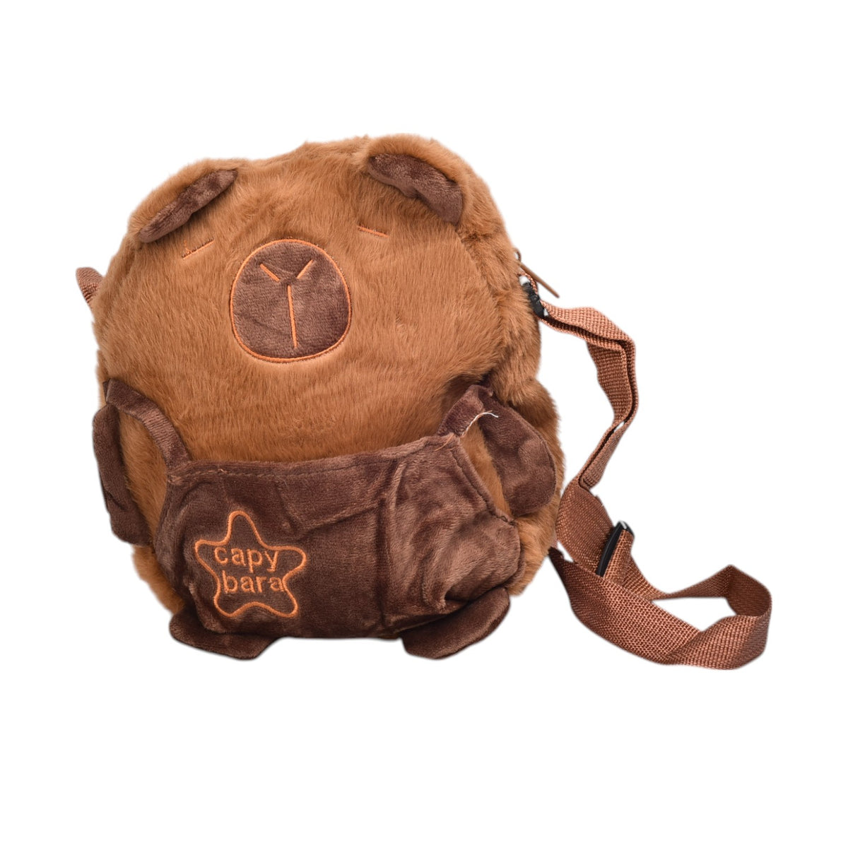 maleta morral peluche cafe dim:22x20x7