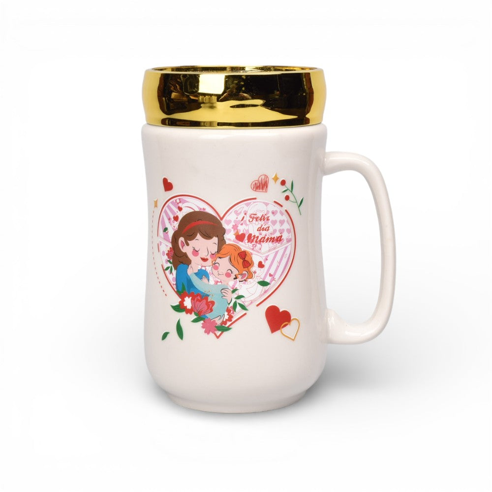 mug pocillo ceramica tapa espejo 420ml dim:6x6x13