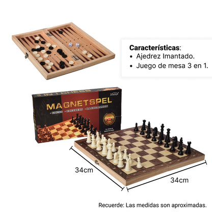 JUEGO DE MESA AJEDREZ MADERA DIM:34X17X3