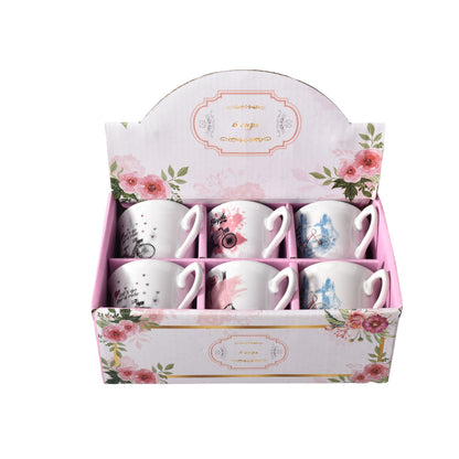 CAJA DE POCILLO POR 6 UNIDADES CERAMICA DIFERENTES DISEÑOS