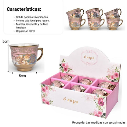 POCILLO SET 6PCS CERAMICA 90ML  DIM:6X6X5